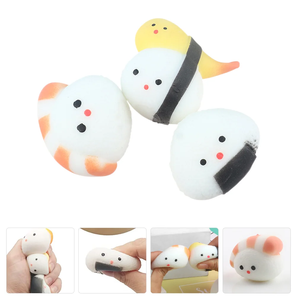 

3pcs Sushi Squeezing Toy Cartoon Sushi Shaped Sensory Toy Stretchy Plaything