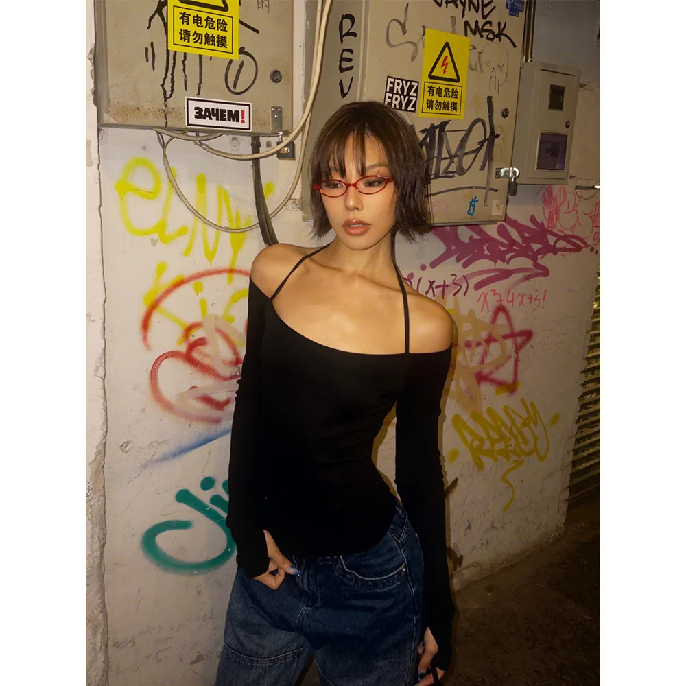 VanessaLab осенне-зимняя черная приталенная эластичная подвеска обтягивающая и