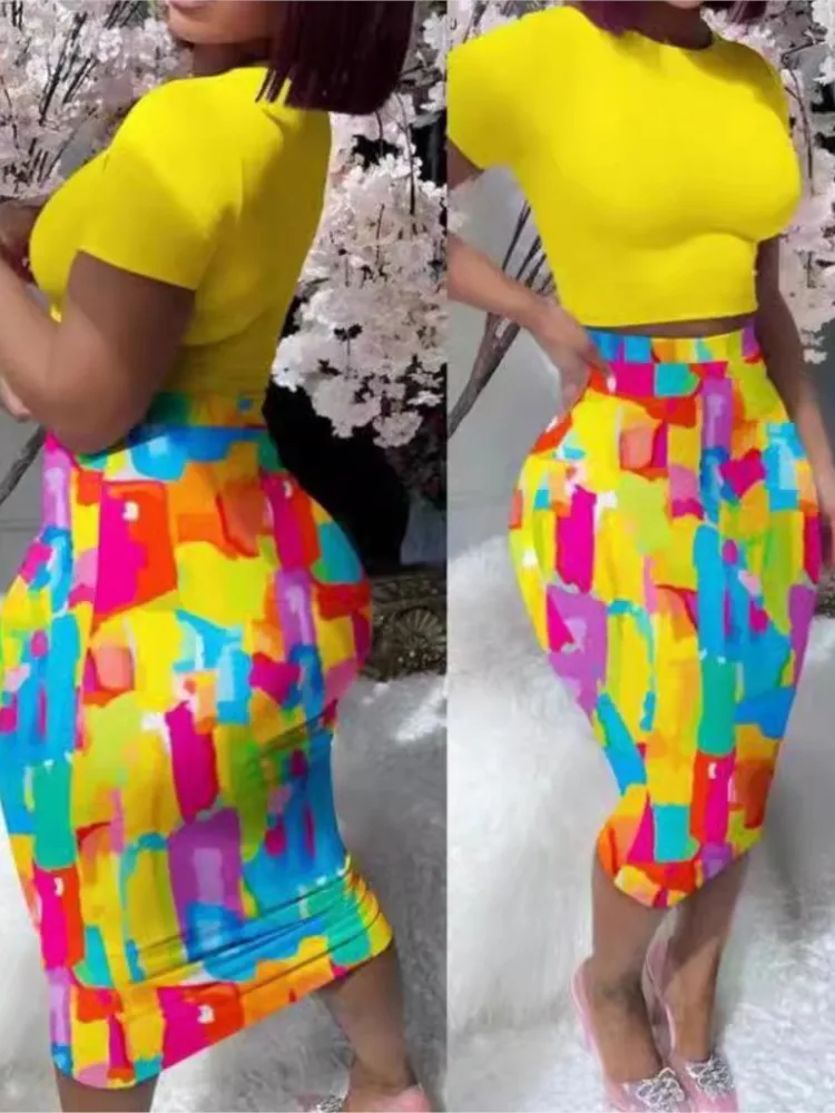 Женский костюм с открытым пупком модная футболка круглым вырезом и короткими