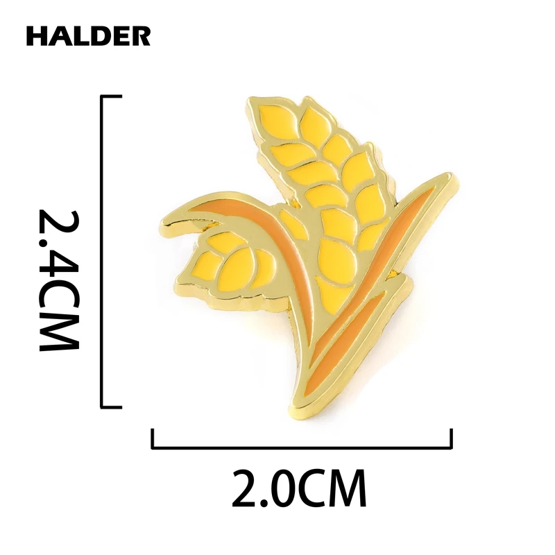 Брошь из денима с ушками пшеницы и риса