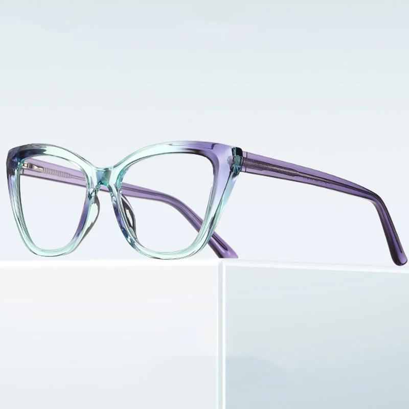 

Women Fashion TR90 High Quality Color Gradient Anti Blue Light Glasses Metal Spring Hinge Customized Prescription Glasses
