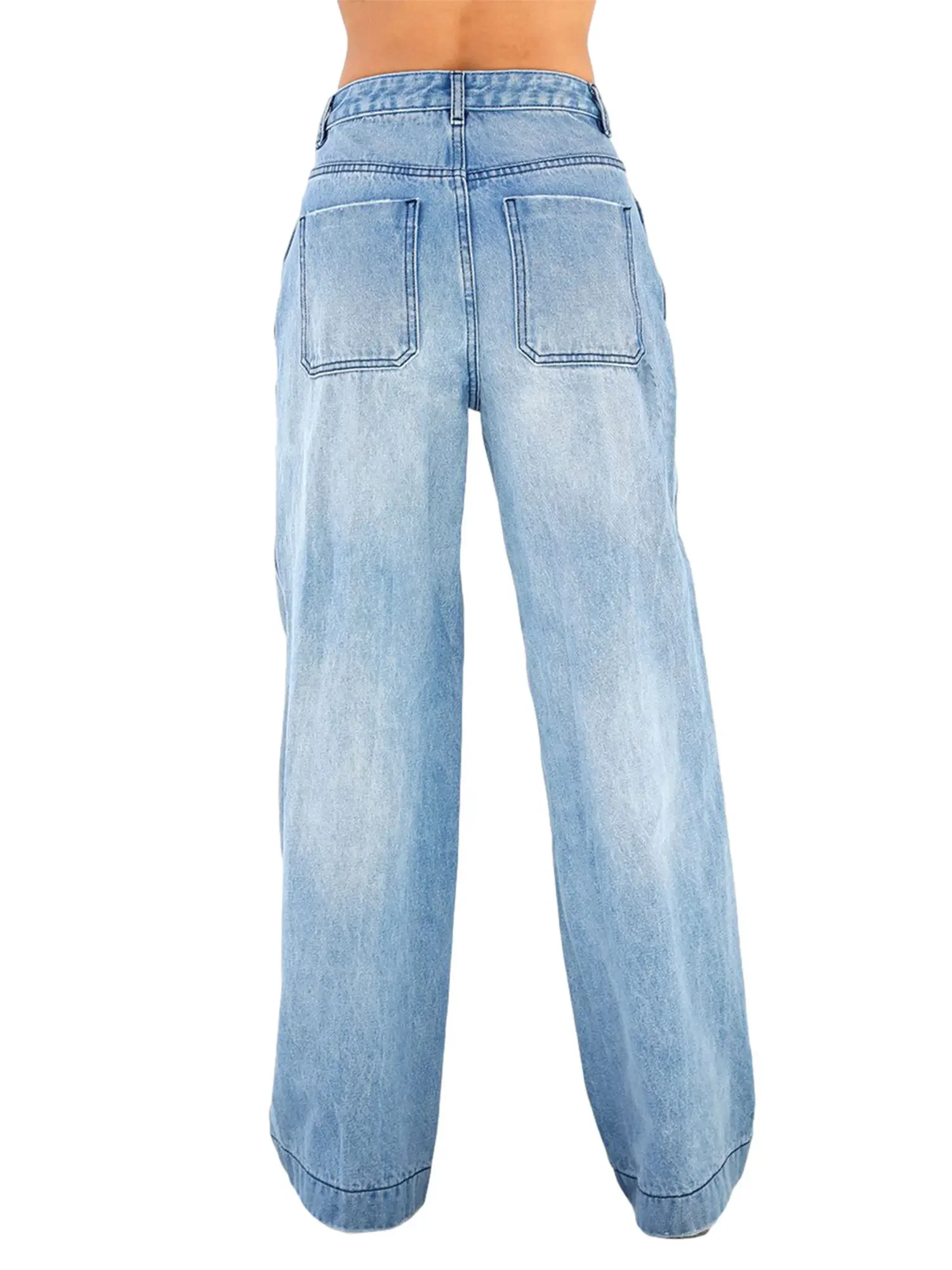 Джинсы женские с широкими штанинами мешковатые джинсы завышенной талией прямые