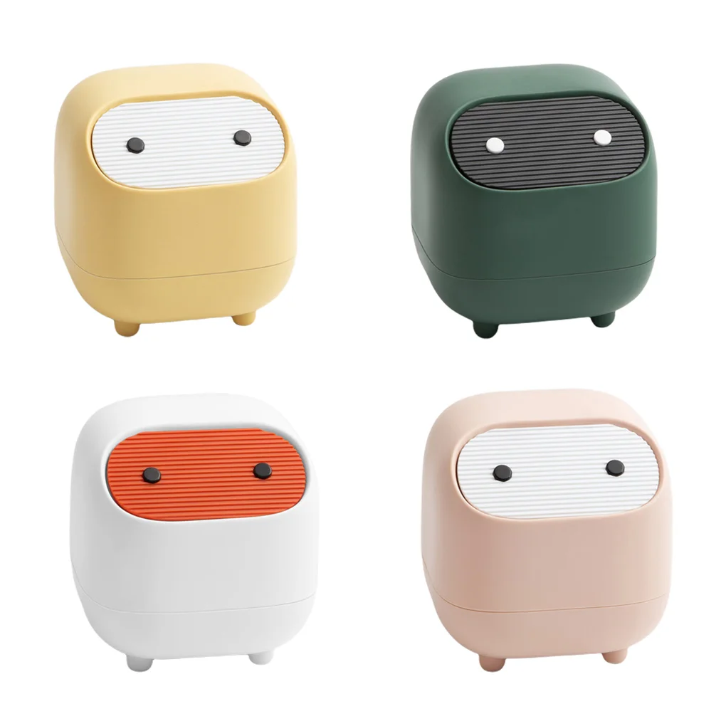 

Tabletop Garbage Bin Adorable Press Type Trash Can with Lid Anti-slip PP Plastic Waste Dustbin Hotel Bar Club Rubbish Container