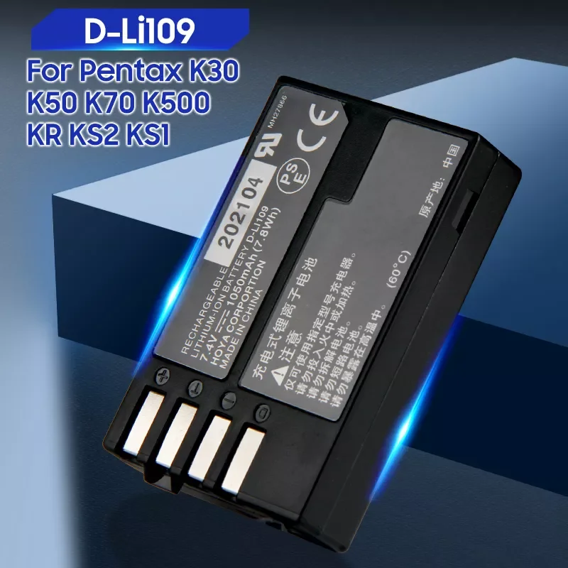 

NEW2022 Original Replacement Battery For Pentax KR KS2 KS1 K70 K500 K30 K50 K-70 K-500 K-30 K-50 K-R K-S1 K-S2 D-LI109 Genuine B