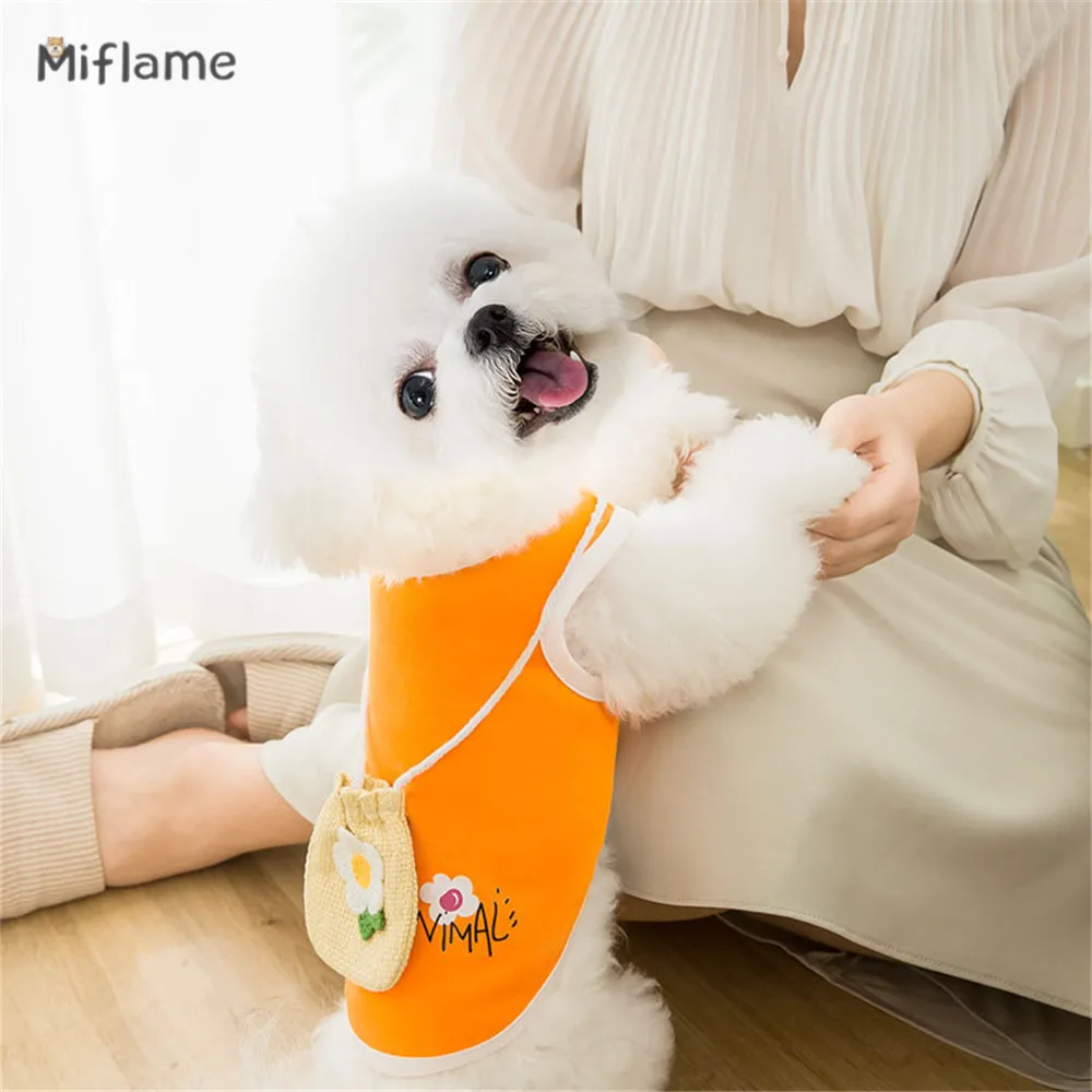 

Miflame Cute Woven Satchel Small Dogs Vest Bichon Chihuahua Yorkies Thin Summer Pet Clothes Sleeveless Breathable Puppy T-shirt