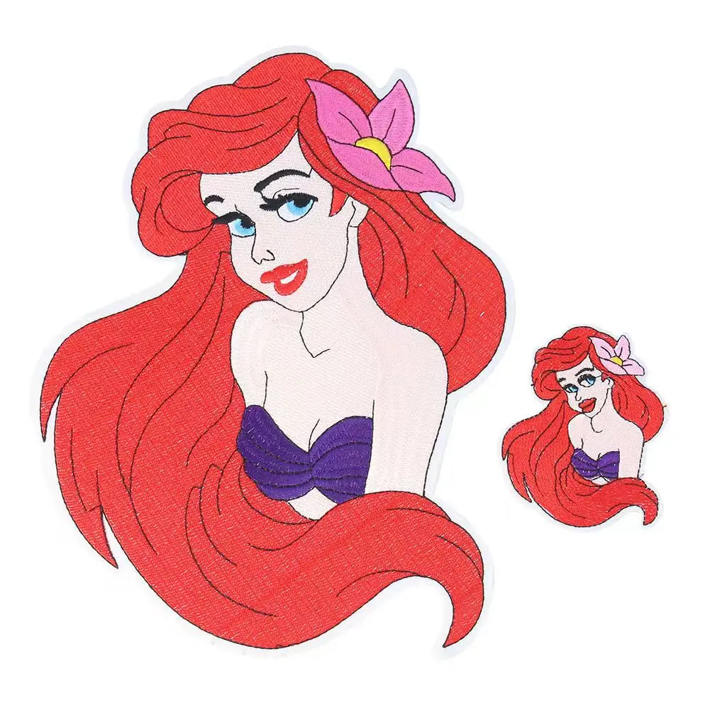 

Large Cartoon Embroidery Mermaid Iron on Patches for Clothes Cute Girl Transfers Sticker DIY Sewing Supplies Clothes Accessories