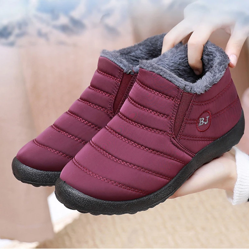 

Женские зимние ботинки, модные ботинки, женская обувь на платформе без застежки, женские повседневные ботильоны, водонепроницаемые мягкие ...