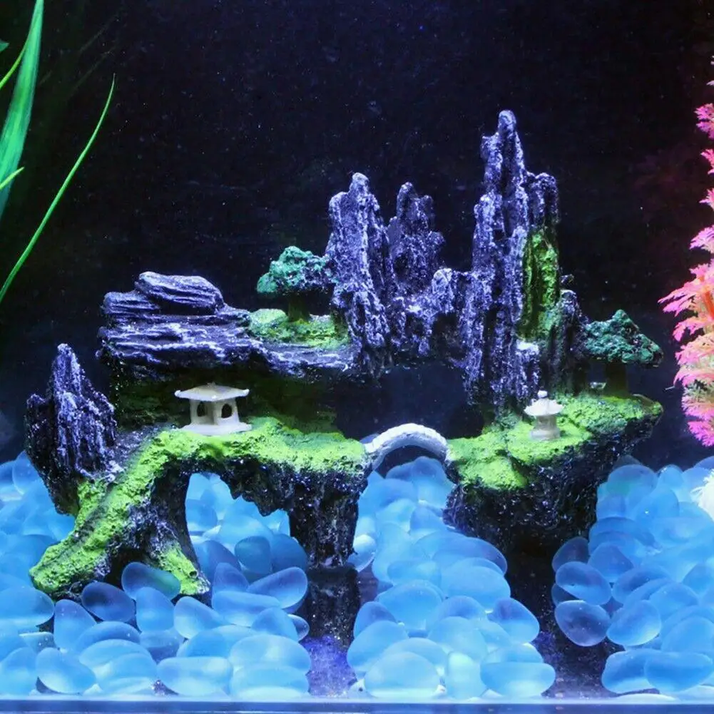 

Durable Resin Mountain Rock Lightweight Tree Bridge Resin Rockery Safe Eye-catching Fish Tank Rockery for Fishbowl