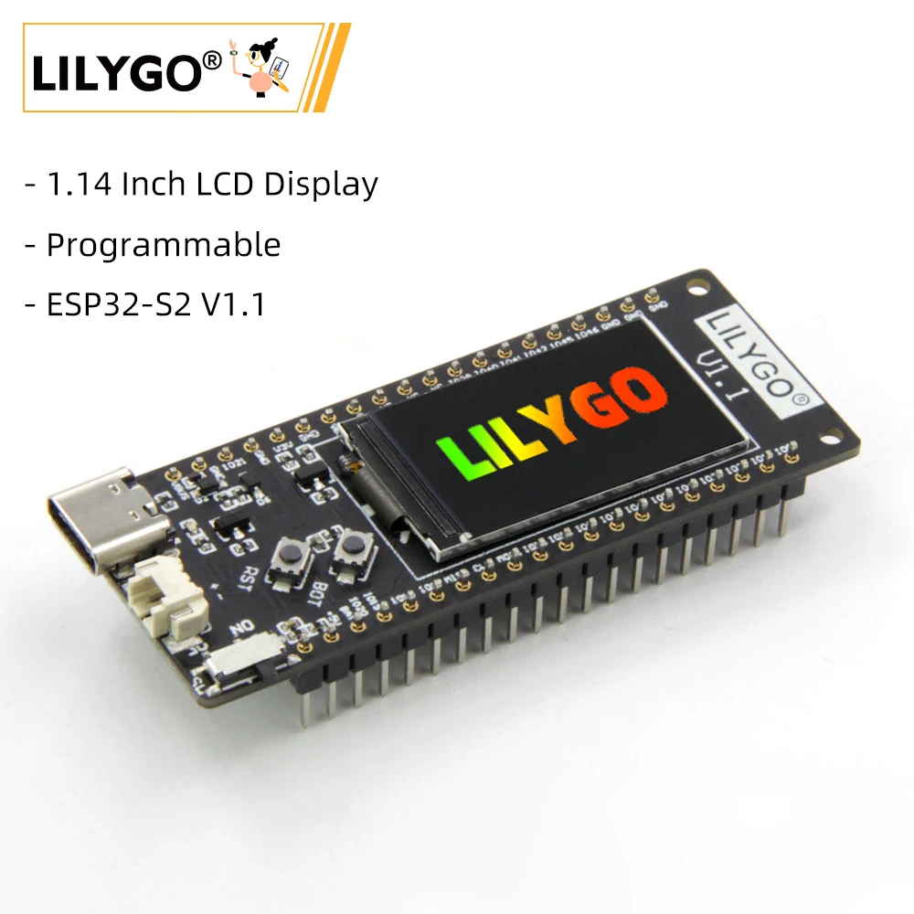

LILYGO® TTGO T8 ESP32-S2 V1.1 Wireless Module ST7789 1.14 Inch LCD Display WIFI Development Board Type-c Connector TF Card Slot