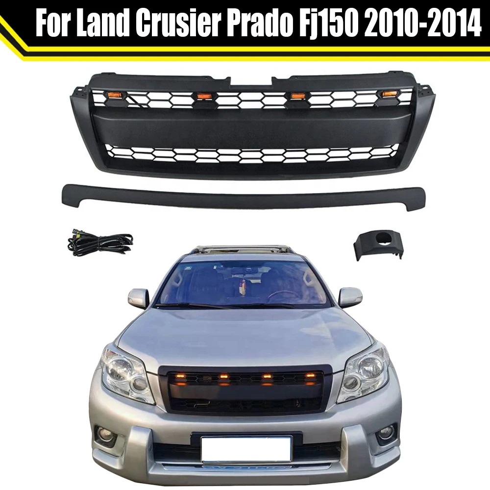 

Racing Grille Front Upper Grill Black Grille With Led Letter For Land Crusier Prado Fj150 2010 2011 2013 2014 4x4 Off Road Auto