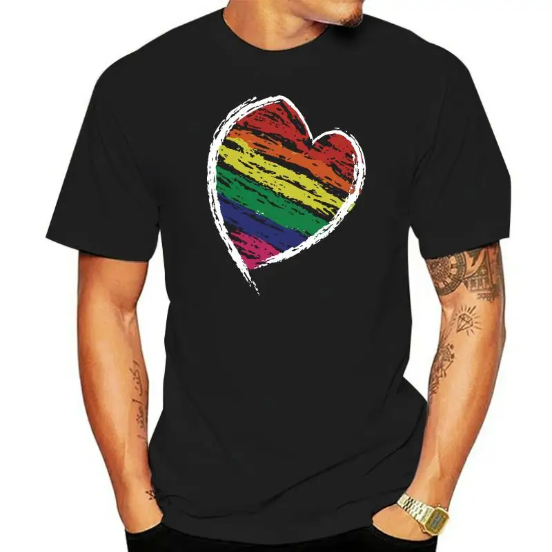 

Lgbtq Sketched Heart T Shirt Pride Month Lgbt Unisex Casual Fit T Shirts Short-sleeved Print Letters