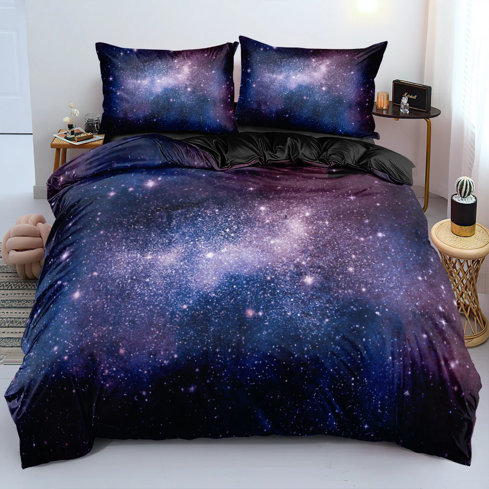 

3D Digital Galaxy Duvet Cover Set 200x200cm Black Bedding Sets Twin Queen King Size Bed Linen for Boys Kids Modern Home Textile
