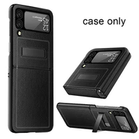 pu leather lychee pattern hinge protector cover for samsung galaxy z flip 3 5g case stand camera protector phone case