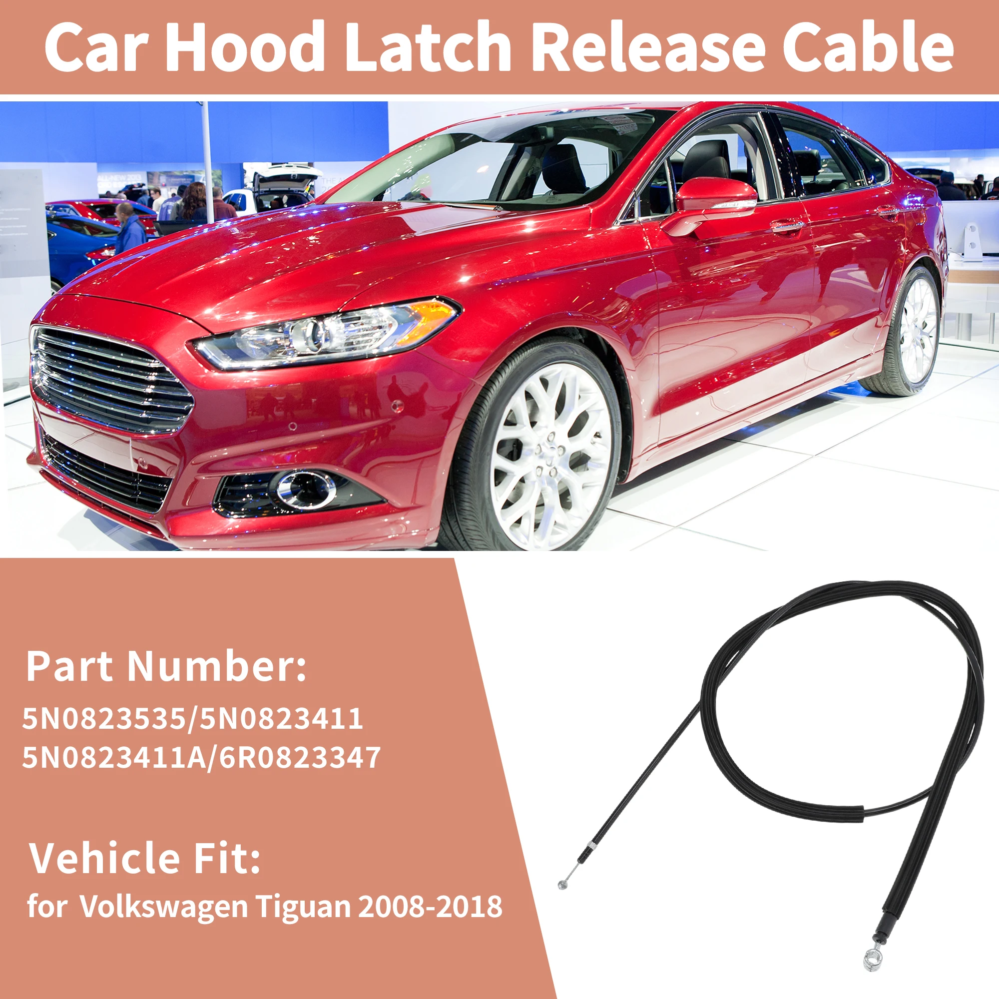 

UXCELL для Volkswagen Tiguan 2008-2018 передний трос открывания капота 5N0823535/5N0823411