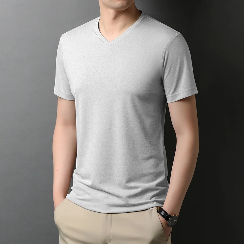 

Футболка мужская с V-образным вырезом, топ с коротким рукавом, рубашка, KJ7080, лето 2023