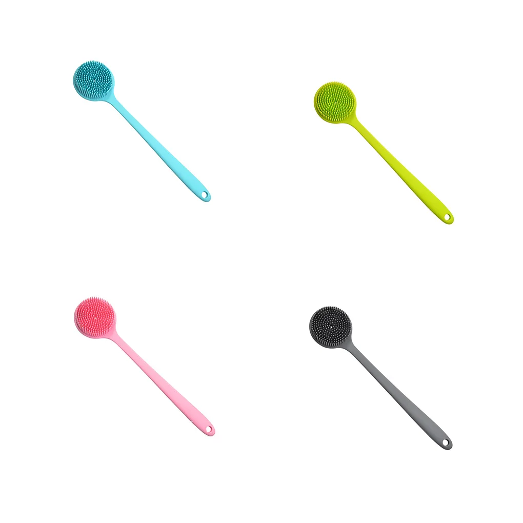 

Silicone Bathing Brush Reusable Long Handle Dual Size Replacement Bathroom Body Leg Back Shower Massager Accessories