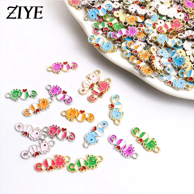 

10pcs 21*9.2mm Enamel Hippocampus Charms Pendants for Handmade Earrings Jewelry Making Necklace Keychain DIY Accessories Crafts