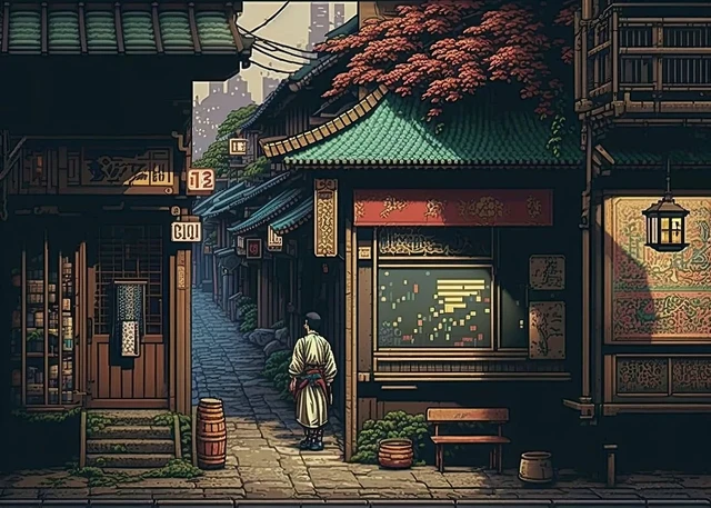 Poster Templo Japonês (Pixel Art) de Interprete-Me - Colab55