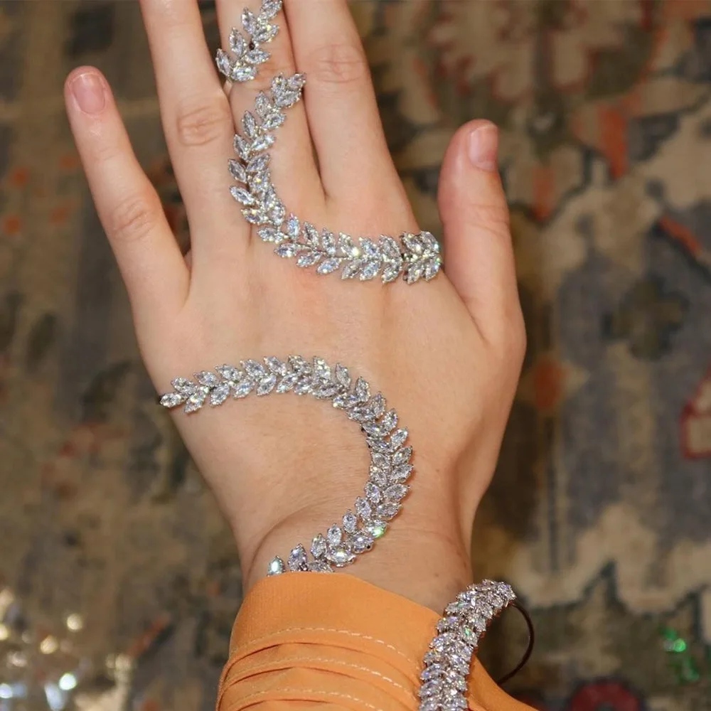 Stonefans богемный браслет с кристаллами и листьями открытый браслет-манжета для