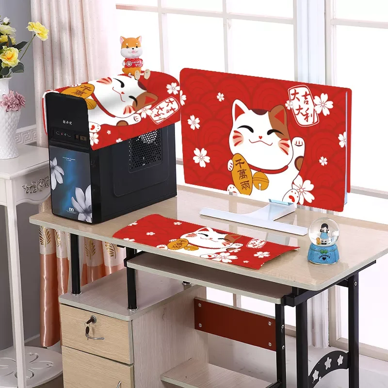 

NEW Computer Dust Cover Korean Pastoral Cloth LCD Desktop Cartoon Monitor Protector Laptop Case 24-42inch Dustproof Towel