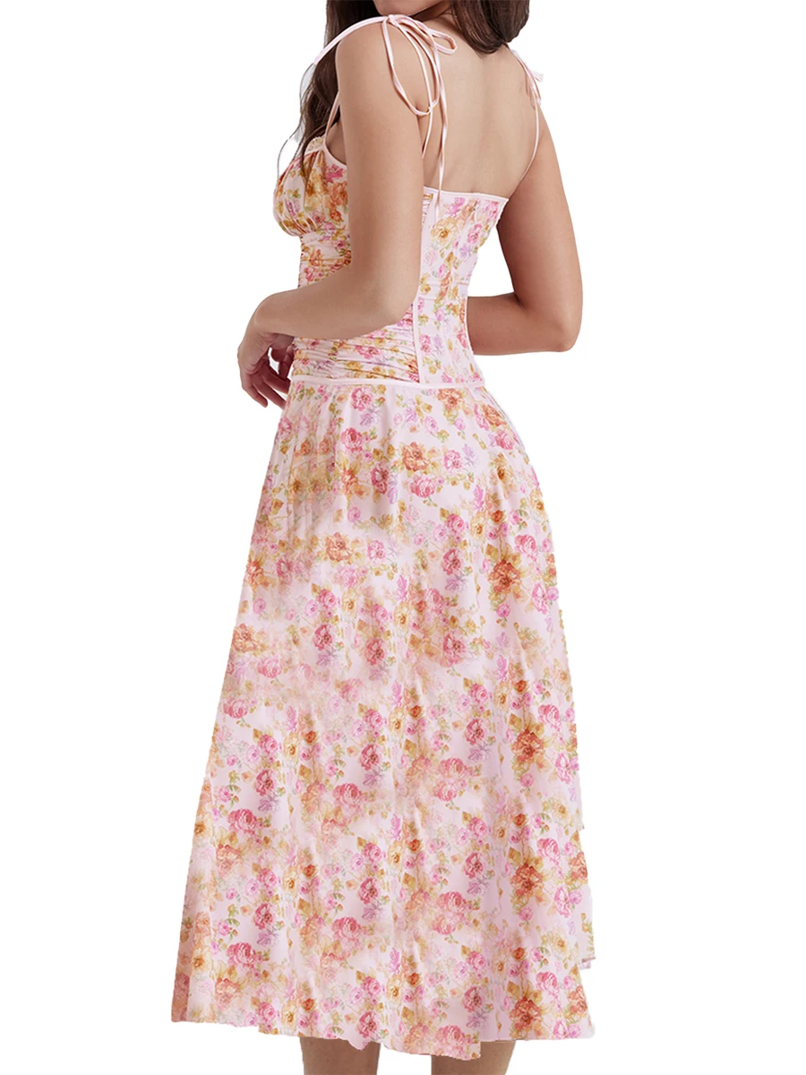 

Женское длинное платье-трапеция с цветочным принтом, однотонное платье на бретельках без рукавов с кружевной отделкой, летнее милое пляжное платье