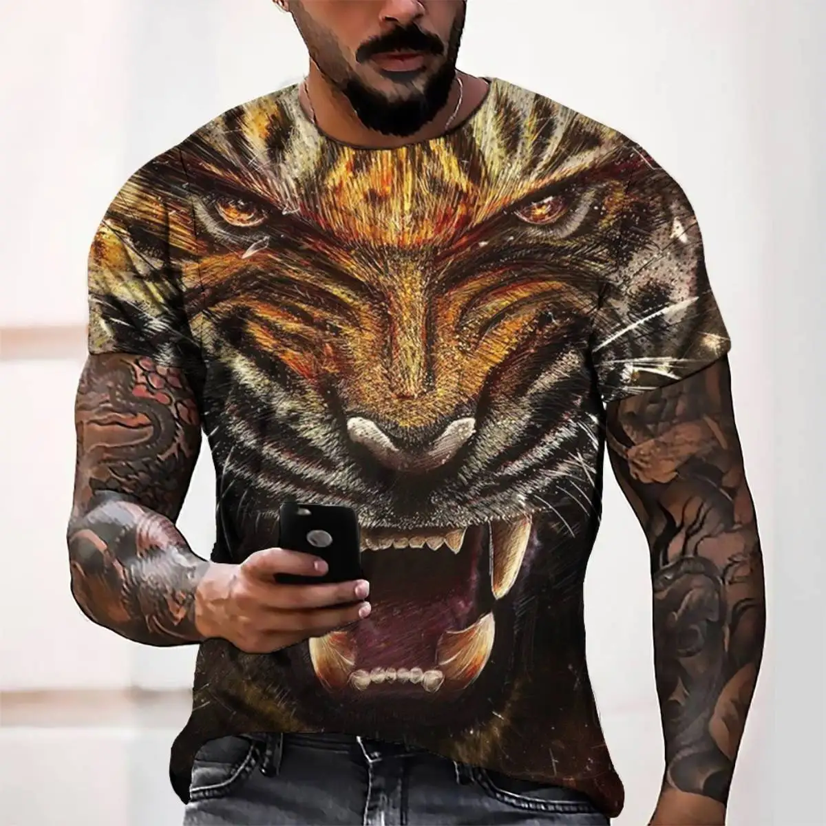 

Men's popular casual 3D digital printed short sleeve T-shirt fashion trend sports 3D printed T-shirt xs-6xl