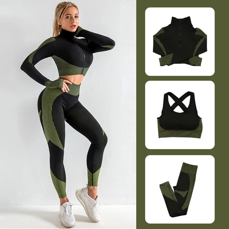 

Seamless Women Yoga Sets Female Sport Gym Suits Wear Running Clothes Fitness Sport Gym Set Women Long Sleeve Yoga Clothing