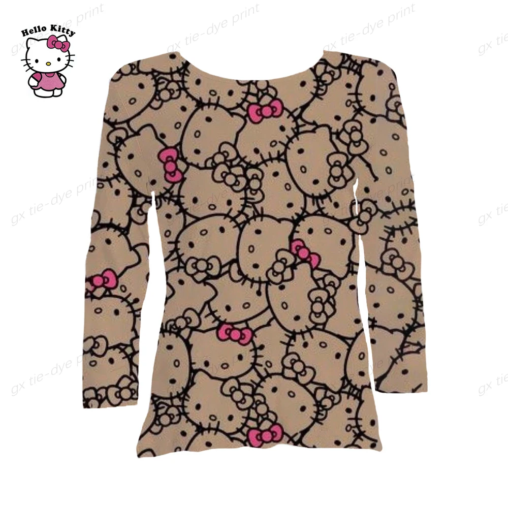 

Casual Women's Fall T Shirts Fashion Hello Kitty Print Dress Loose Shirts Women Y2K Tops Vintage Straight T Shirts