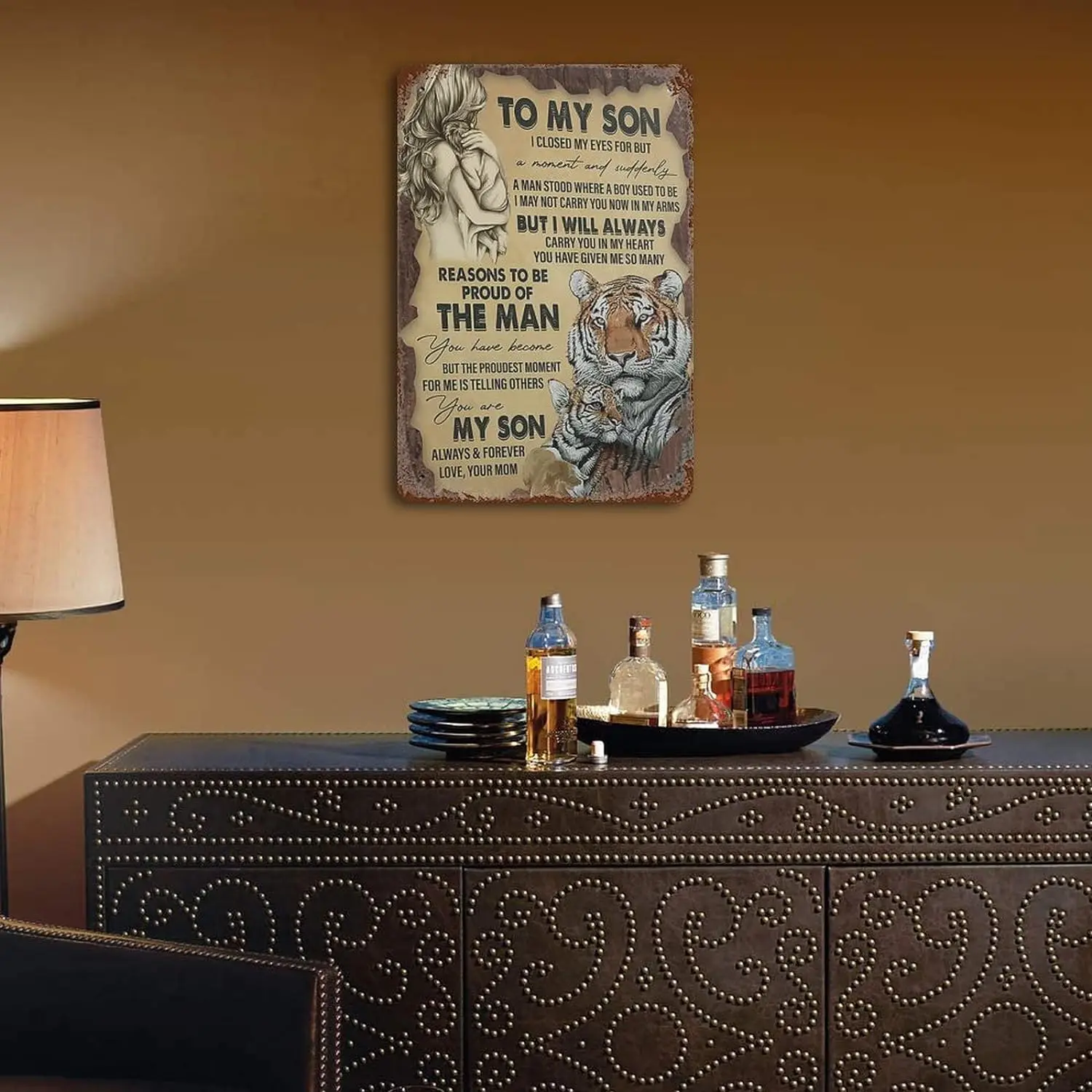 Металлическая жестяная табличка Anique для моему сыну я всегда носить тебе в моем