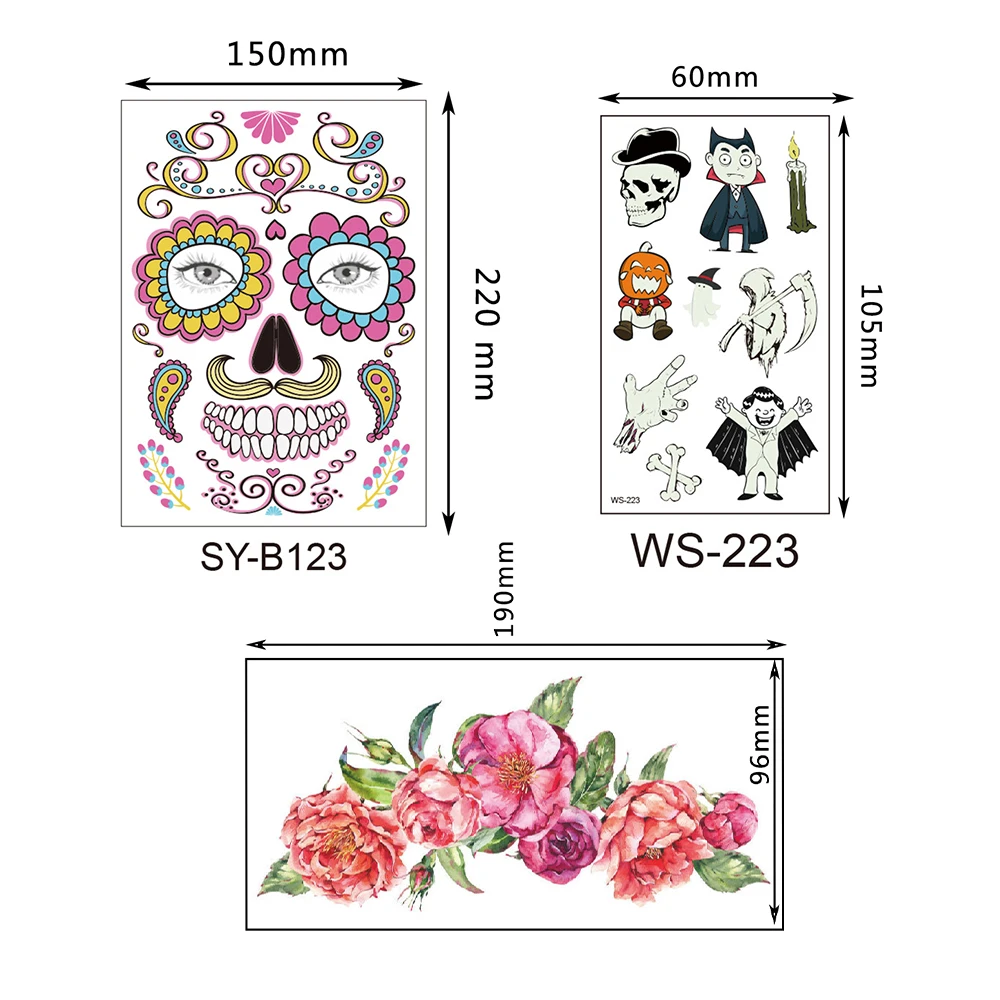 Водостойкая временная татуировка-наклейка на лицо Хэллоуин |