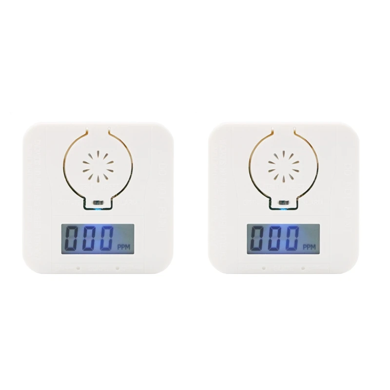 

2Pcs Carbon Monoxide Smoke Detector Alarm Gas Warning Sensor Security Poisoning Alarm Lcd Photoelectric Detectors