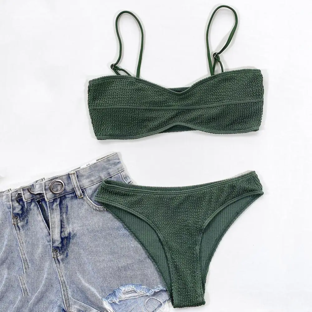 2 шт./компл. купальный костюм однотонный мягкий Быстросохнущий летний комплект