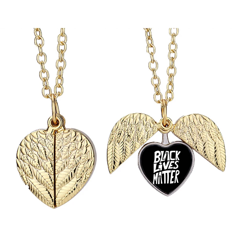 

Black Lives Matter Deo Art Mbj Heart Active Angel Wing Necklace Beautiful Pendant Fashion Jewelry