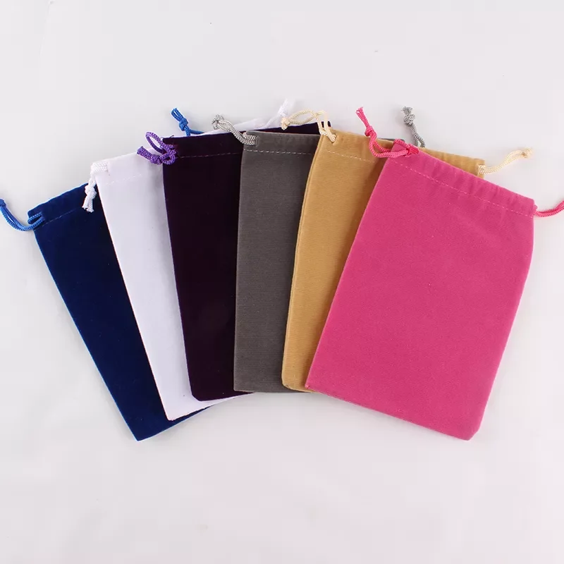 

100pcs/lot 10*14cm Customized Logo Printed Velvet Drawstring Pouch Packing Bags Factory Price