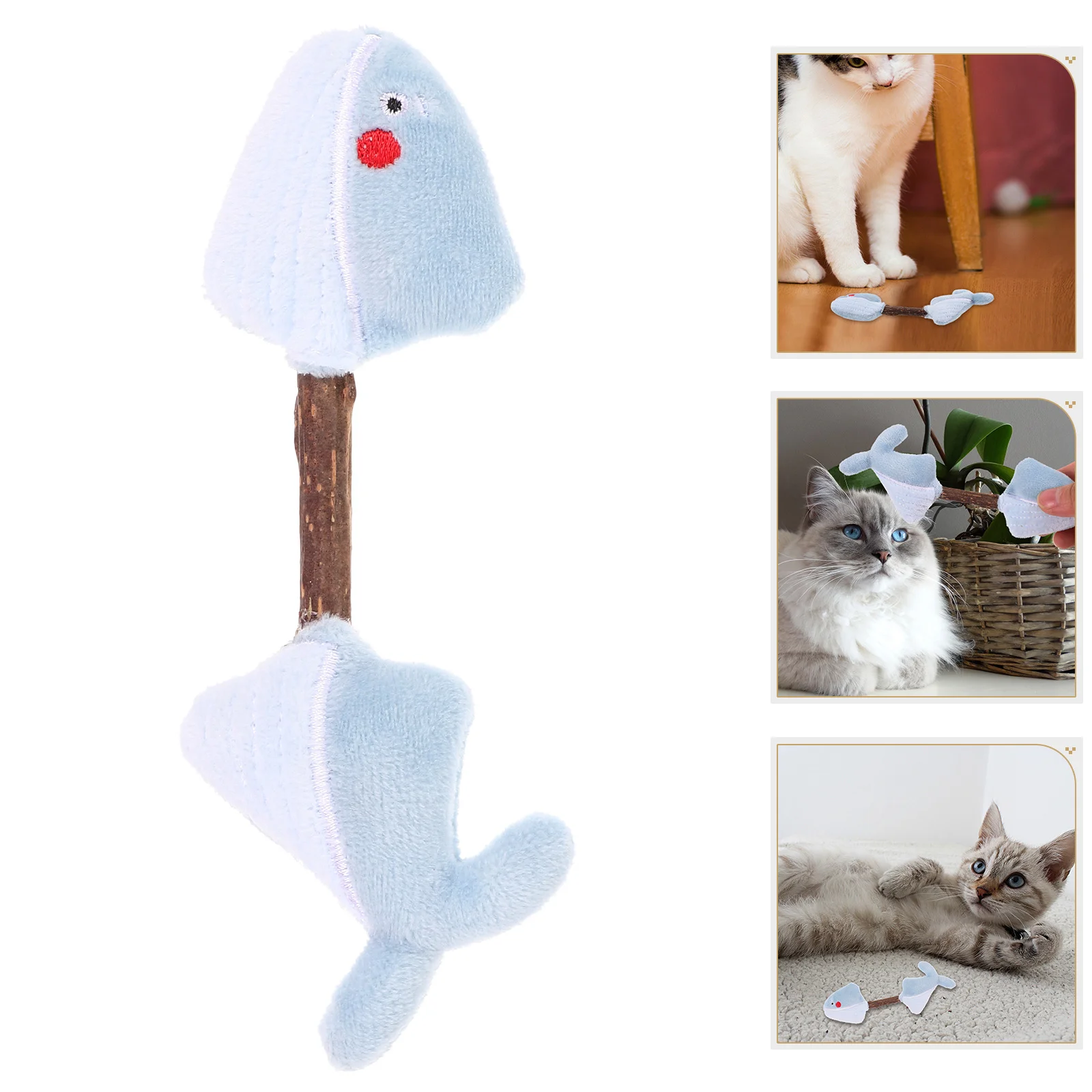 

Plush Toys Kitten Biting Blue Whale Cat Indoor Cats Interactive Molar Sticks Silvervine