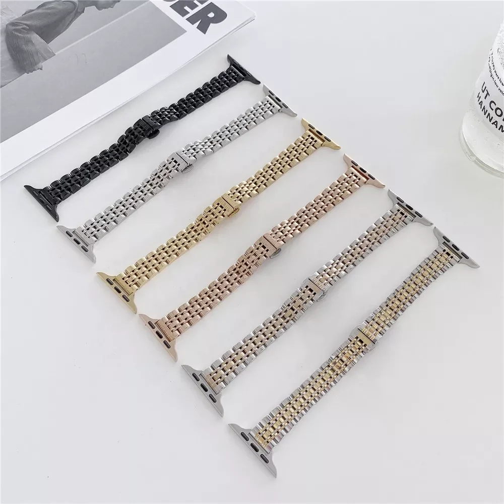 Womens Strap for Apple Watch 7 6 se Band 40mm 44mm 41mm 45mm Stainless Steel Slim Bracelet for iWatch Series 5 3 38mm 42mm bands