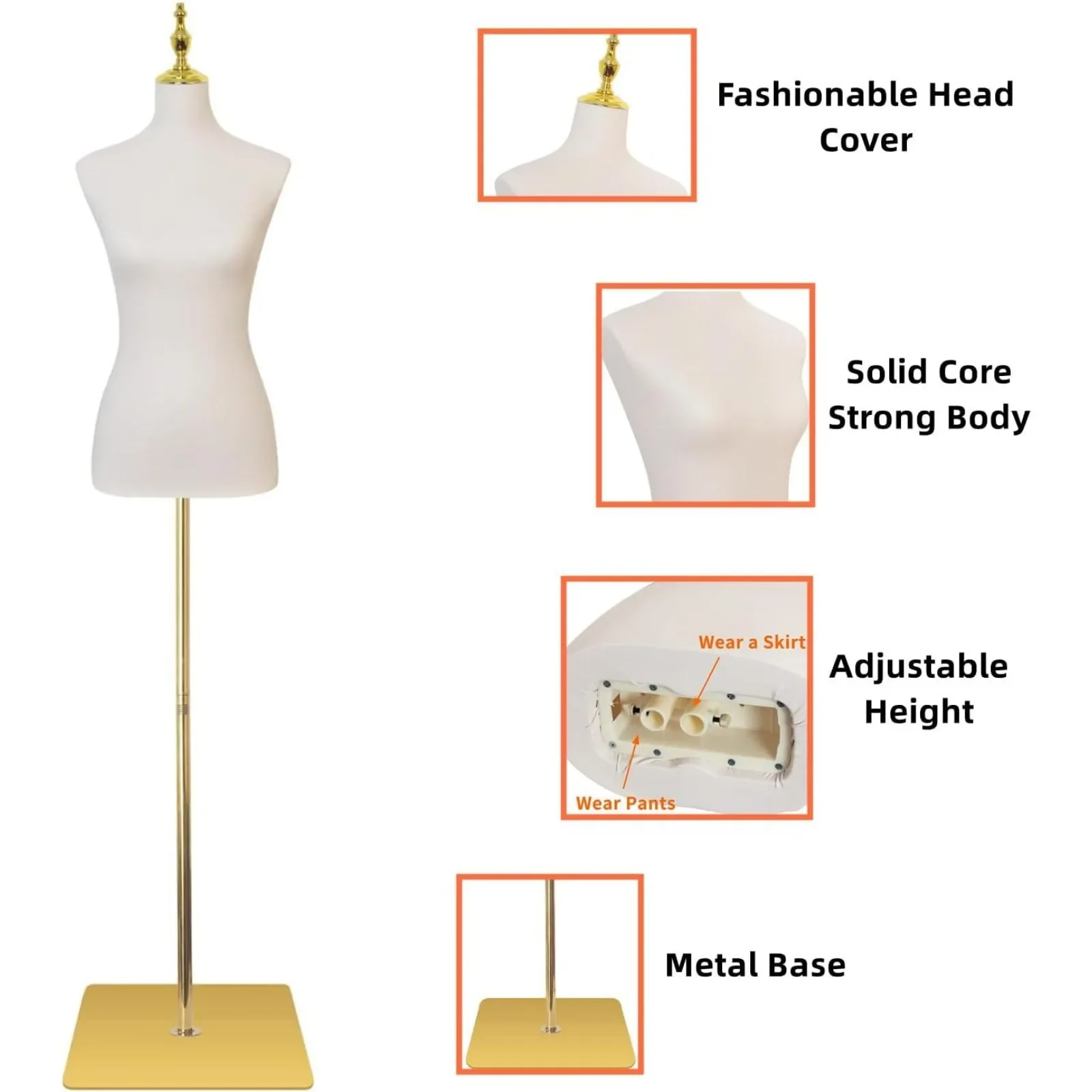 Maniqui vestido Torso cuero бежевый femenino регулируемый Модель дисплея 50-70 дюймов Высота