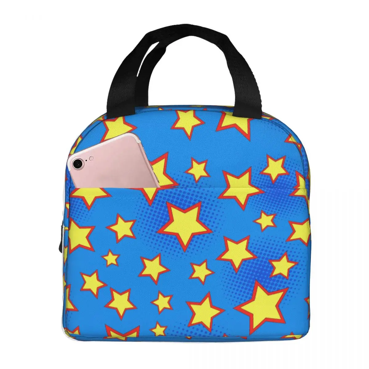 Superhero Stars Lunch Bags Portable Insulated Oxford Cooler Thermal Food Picnic Lunch Box for Women Children