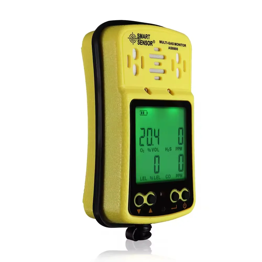 AS8900 Портативный ЖК-дисплей 4 в 1 горючий газ Multi Co H2s детектор газа O2 звук световая