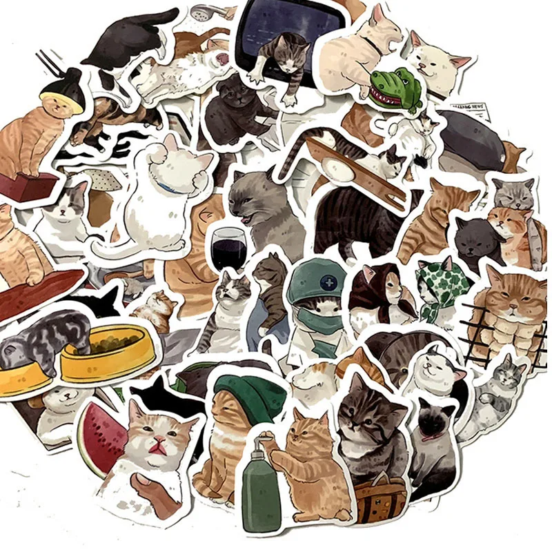 

10/54/108pcs Cute Cats Animal Graffiti Stickers Cartoon Decals Kids Toy DIY Diary Suitcase Scrapbook Phone Laptop Bike Sticker