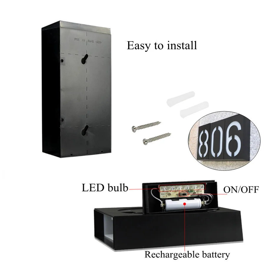 house number solar led light outdoor garden solar number door plate outdoor lighting rechargeable house number light free global shipping