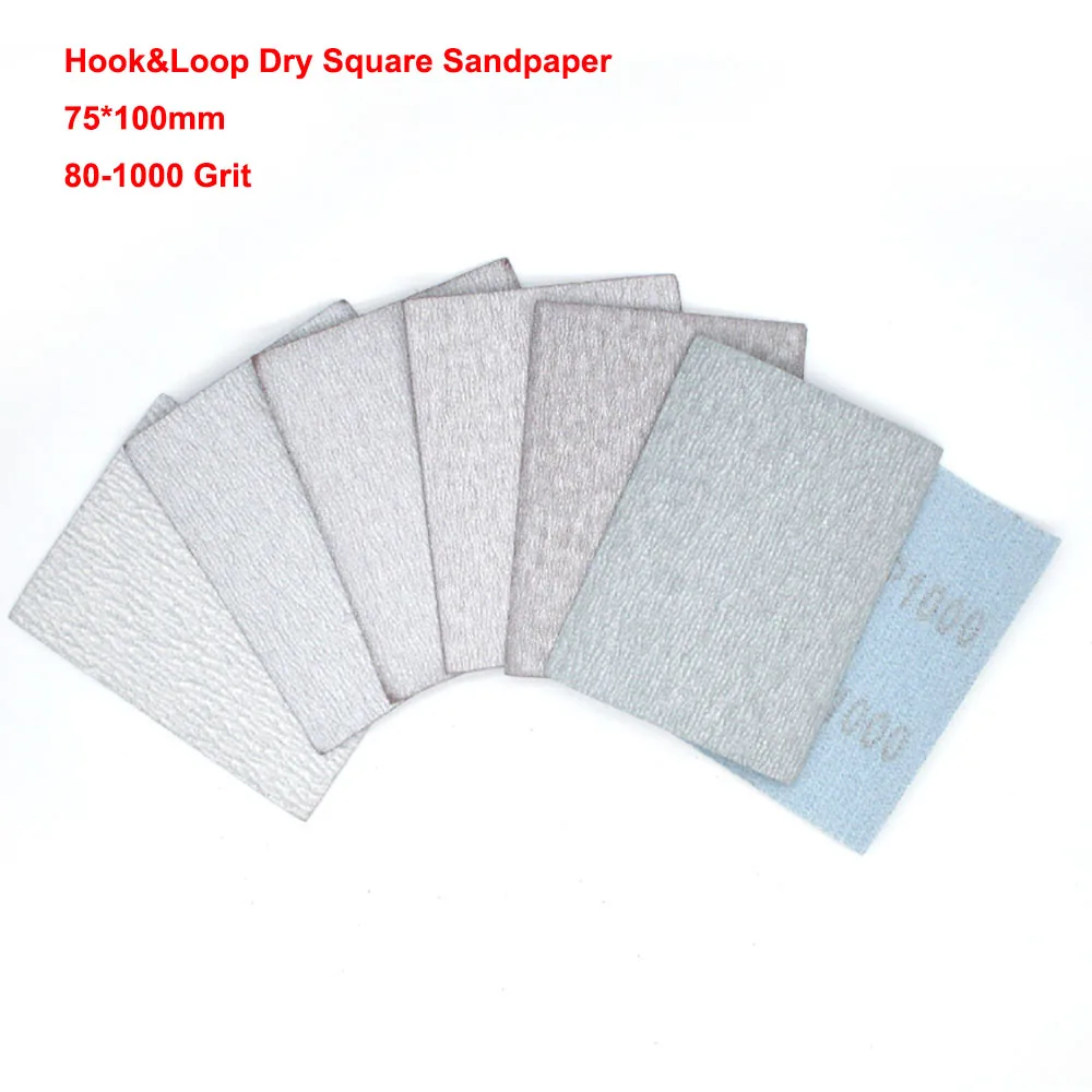 

75*100mm 80-1000 Grit Square White Sandpaper Hook&Loop Flocking Self-adhesive Dry Sanding Paper Polish Abrasive Tools