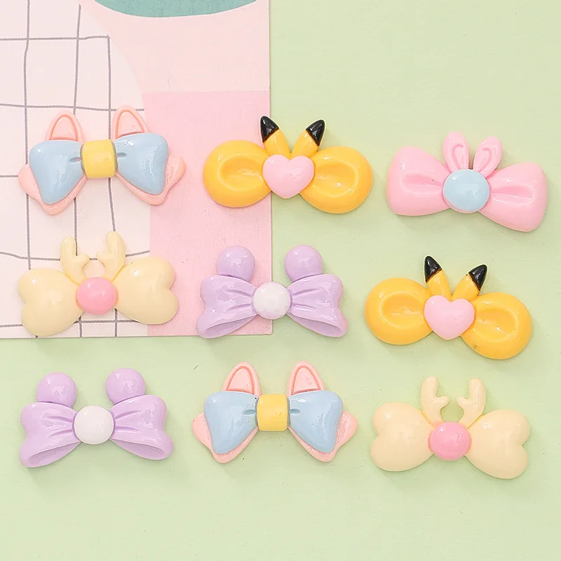 

20pcs Resin Kawaii Colorful Cartoon Bowtie Cabochons Flatback Stone DIY Figurine Scrapbook Home Decor Craft Accessories Charm