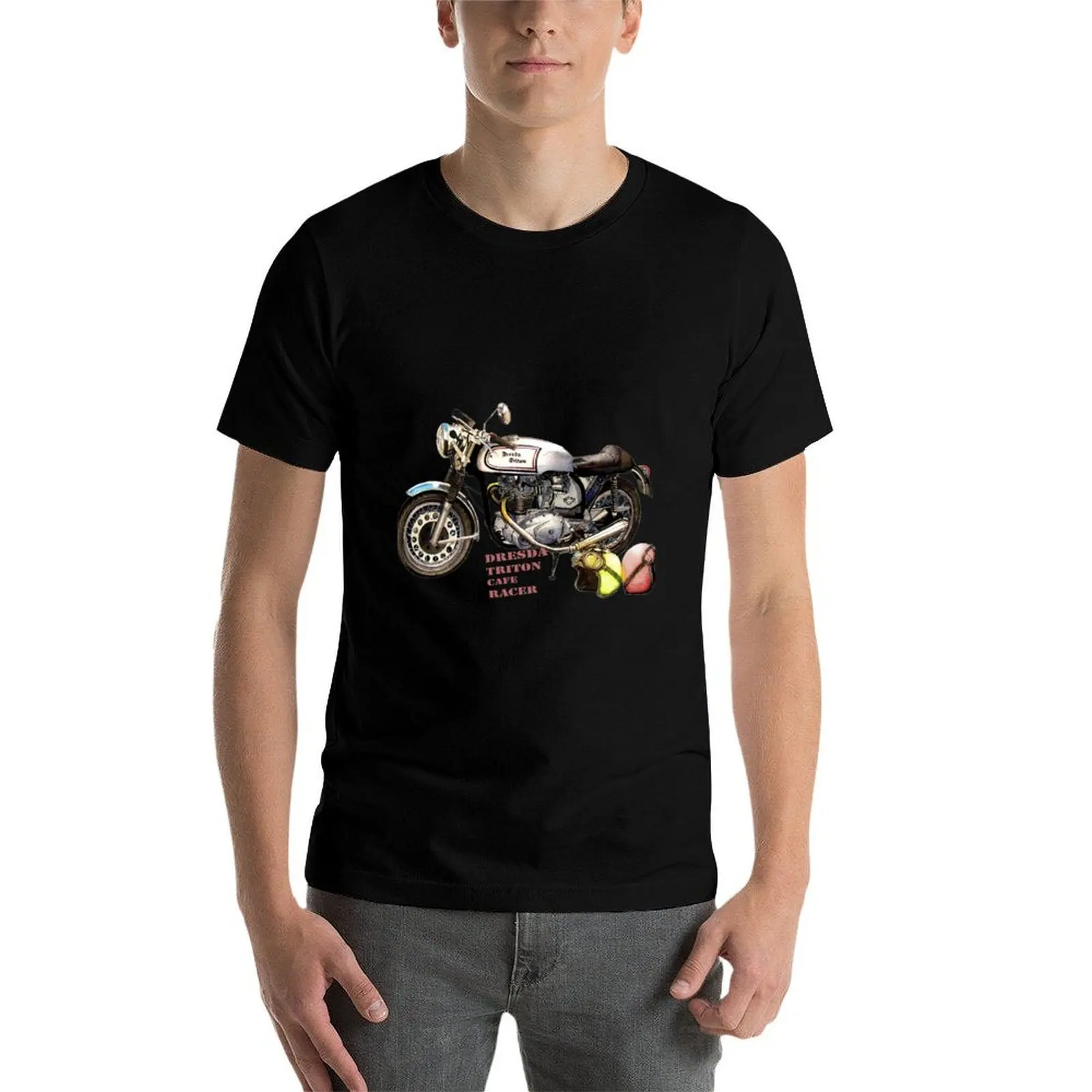 Фото Футболка Dresdaa Triton Cafe Racer, базовая однотонная футболка для весны и лета №4