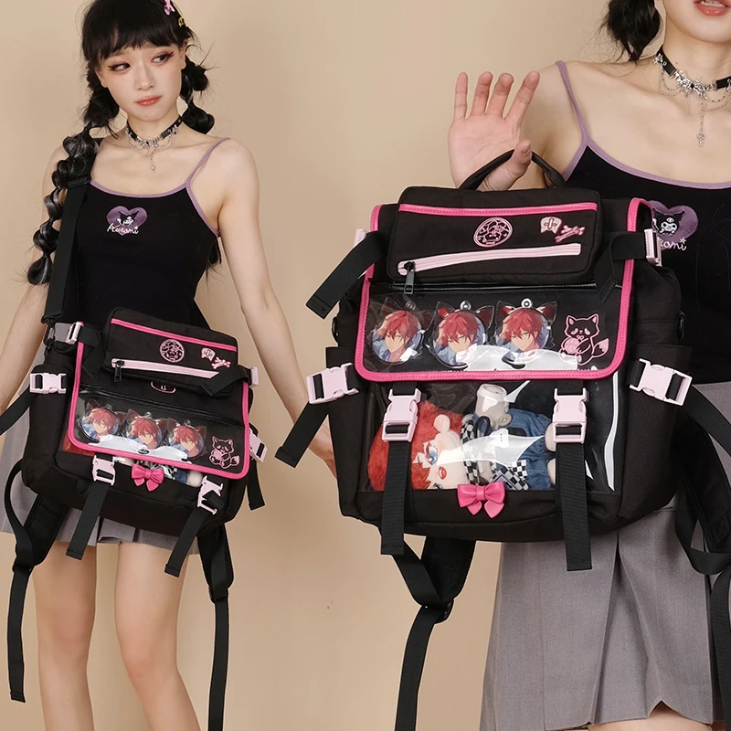 

Lolita Punk Doll bag Pain Bag JK Uniform Handbag Tote Shoulder Bag PU Leather Flower Versatile Ladies Fashion Women