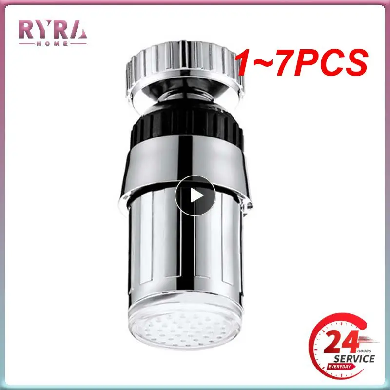 

1~7PCS Rotatable LED Light Faucet Head Aerators Temperature Control 3 Colors Change RGB Glow Water Tap Nozzle For Kitchen