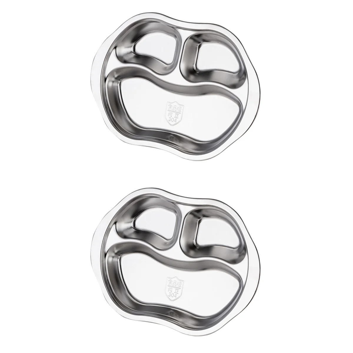 

2pcs Stainless Steel Plate Household Tray Kids Divided Plate Home Serving Plate