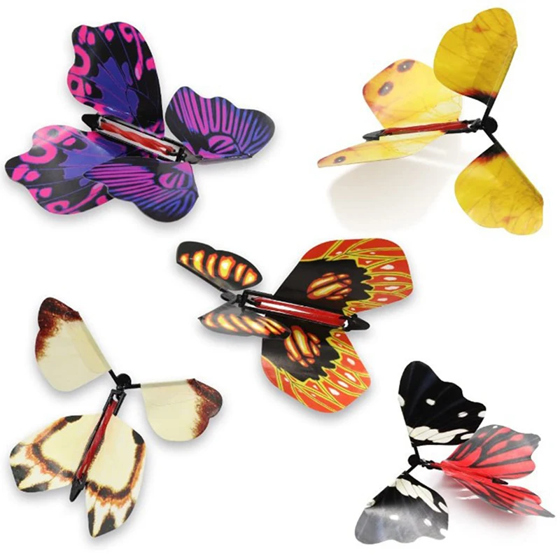 10PCS Flying in the Book Fairy Rubber Band Powered Wind Up Butterfly Card