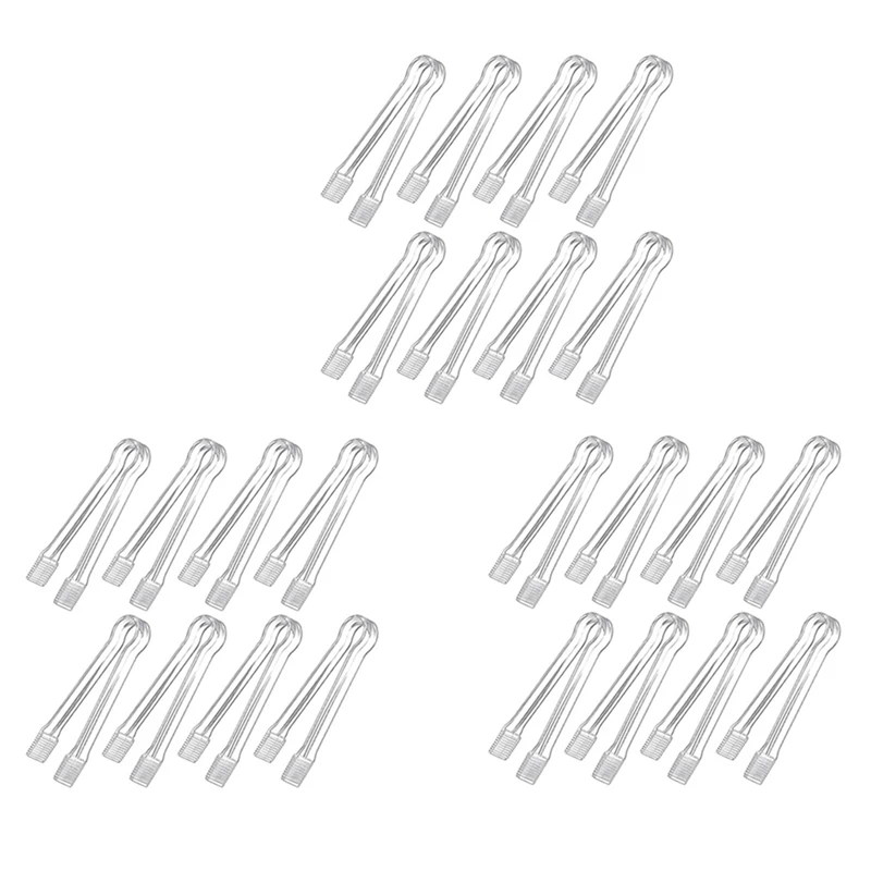 

24 Pcs Plastic Buffet Serving Tongs Mini Serving Utensil Tongs Appetizers Tongs Clear Kitchen Tongs 6.3 Inch Small Ice