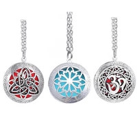 perfume aromatherapy necklace women men girls round essential oil diffuser locket necklace with colorful diffuser pads